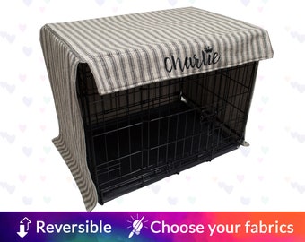 Personalized Crate Cover, Reversible Crate Cover, Wire Dog Crate Cover, Custom Kennel Cover, Crate Cover with Name