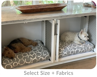 Custom Cabinet Dog Bed Cushion, Orthopedic Memory Foam Bed for Built-In Crate Furniture, Kitchen or Laundry Room