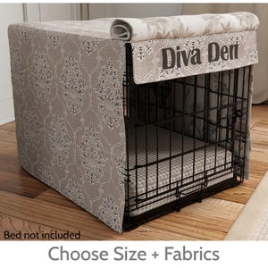 Dog Crate Cover, Kennel Crate Cover with Ticking, Modern Farmhouse | Custom Sizes