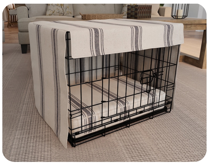 Crate Cover with Gray Stripe and matching bed