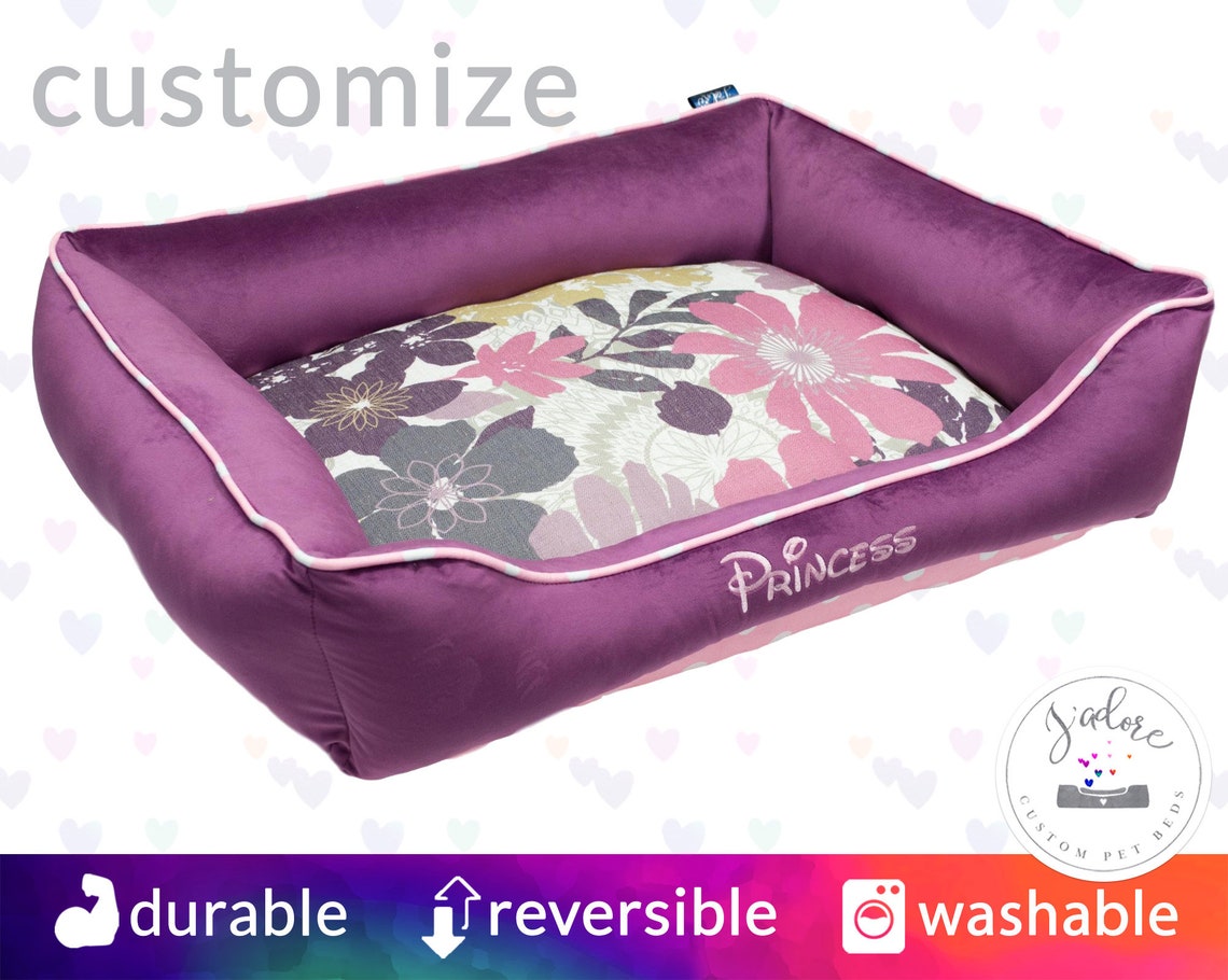 Purple Dog Bed Personalized Flower Dog Bed Purple Cat Bed Etsy