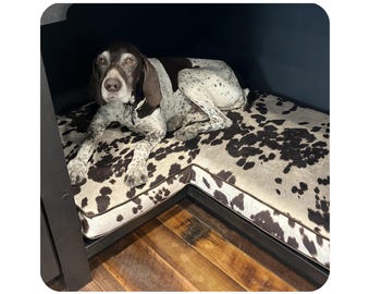 Custom Corner Dog Bed Cushion, Memory Foam Insert, Washable Cover, Made to Order