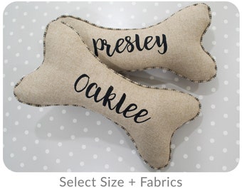 Personalized Dog Bone Pillow - Your Choice of Fabrics | Designer Pillow, Custom Pillow, Accent Pillow, Embroidery