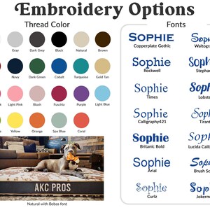 embroidery font and thread color options