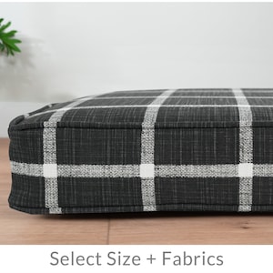 Windowpane Plaid Dog Bed, Premium Orthopedic Memory Foam or Down Alternative Fill, Handmade to Order, Washable Removable Cover
