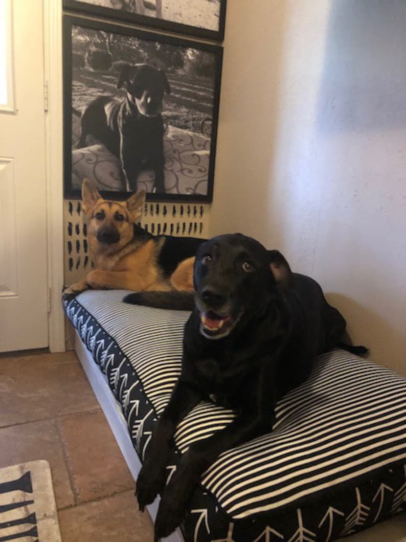 custom size fiberfill dog bed for mud room