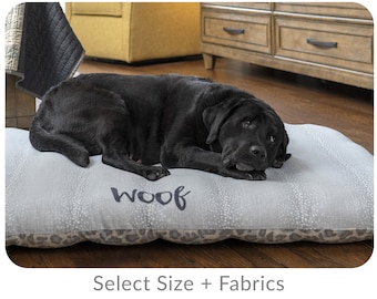 Large Pillow Dog Bed Cushion, Personalized with Name, Adjustable Firmness, Washable Removable Cover