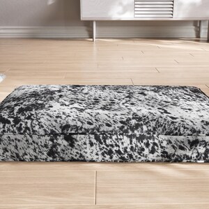 salt and pepper black faux cowhide cushion
