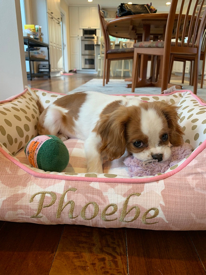 Light Pink Dog Beds Girl Dog Bed With Name Personalized Dog Etsy