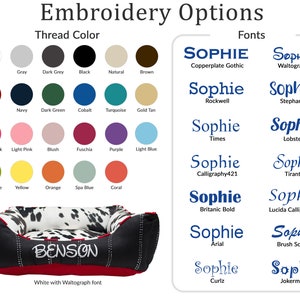 embroidery font and thread color options