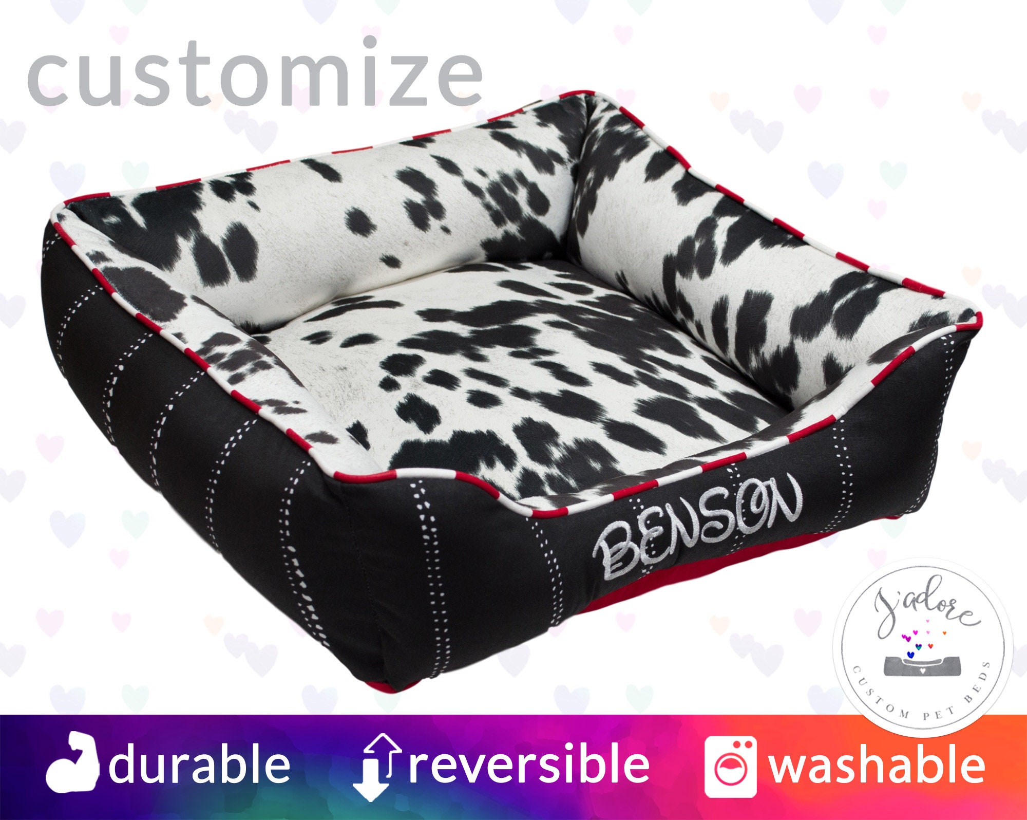 faux cowhide dog bed