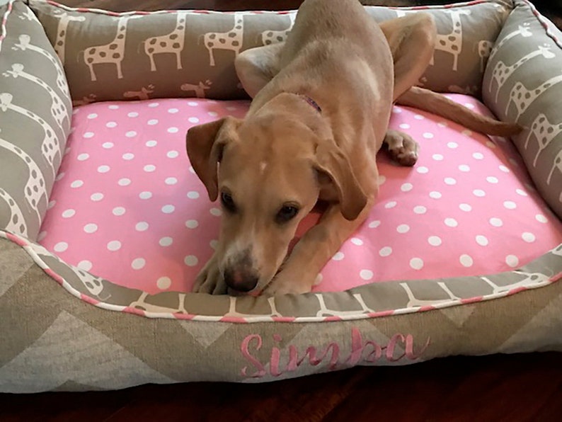 Light Pink Dog Beds Girl Dog Bed With Name Personalized Dog Etsy