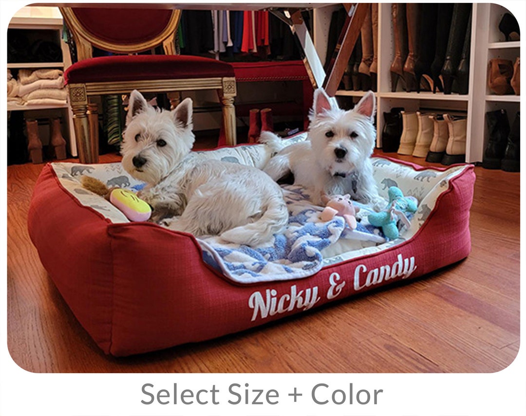 Custom Size Dog Bed With Name Embroidery Personalized Westie Etsy