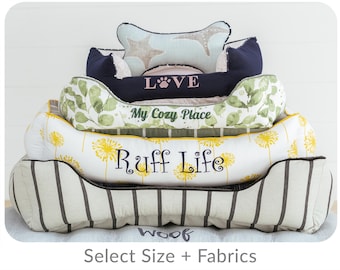 Custom Dog Bed with Name, Personalized Cat Bed, Washable Cover, Memory Foam & Waterproof Option