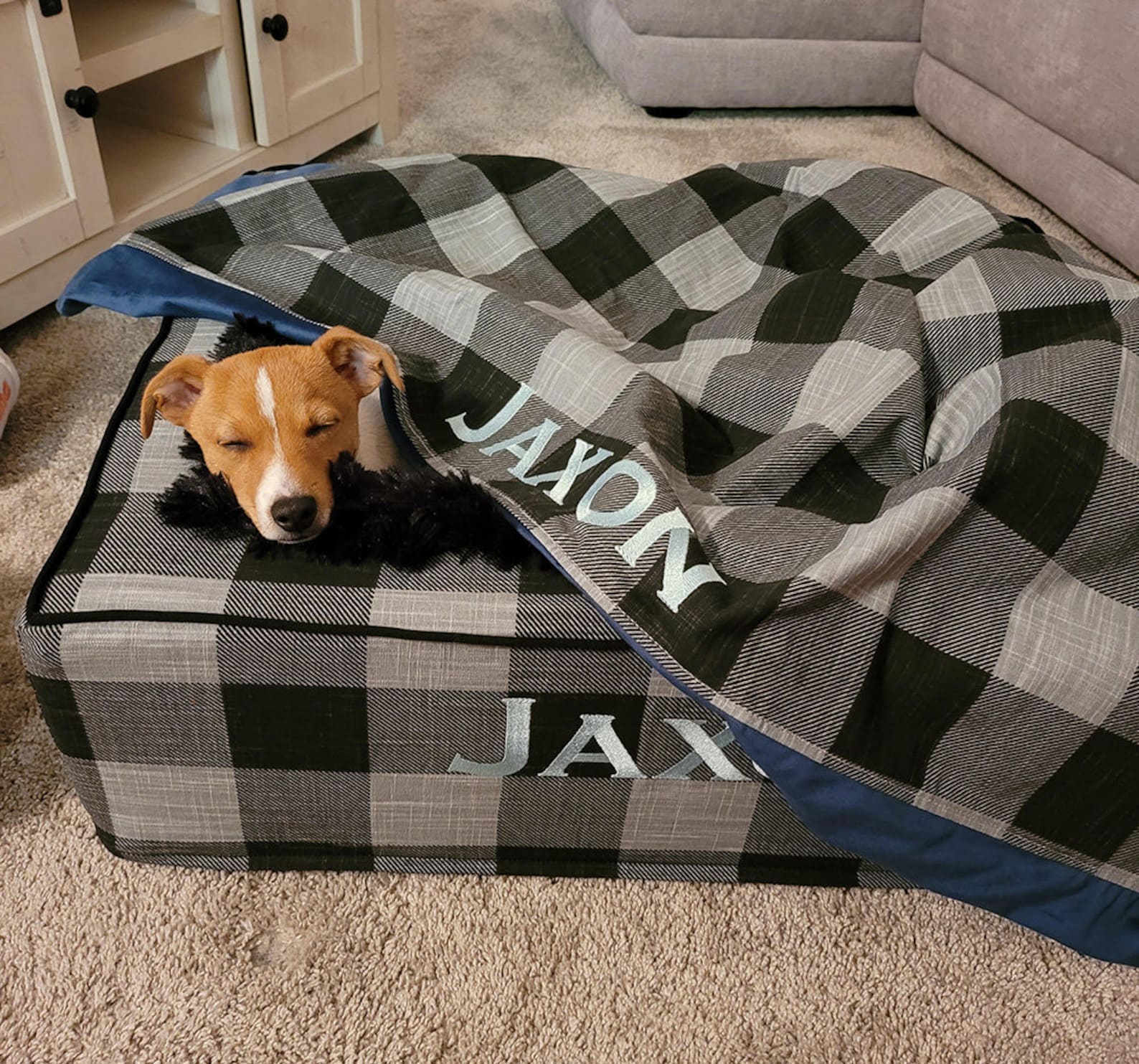 Plaid Dog Bed With Name Custom Dog Bed Luxury Pet Beds Etsy