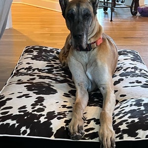 extra large black and white faux cowhide dog bed. Fiberfill Insert
