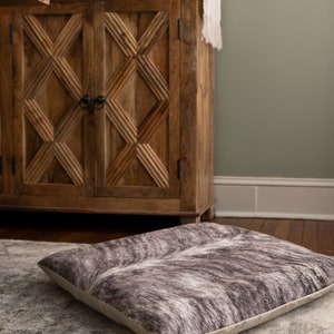 Custom Dog Bed Floor Cushion, Western Faux Cowhide with Removable Washable Cover, Designer Pet Bed with Zipper image 2