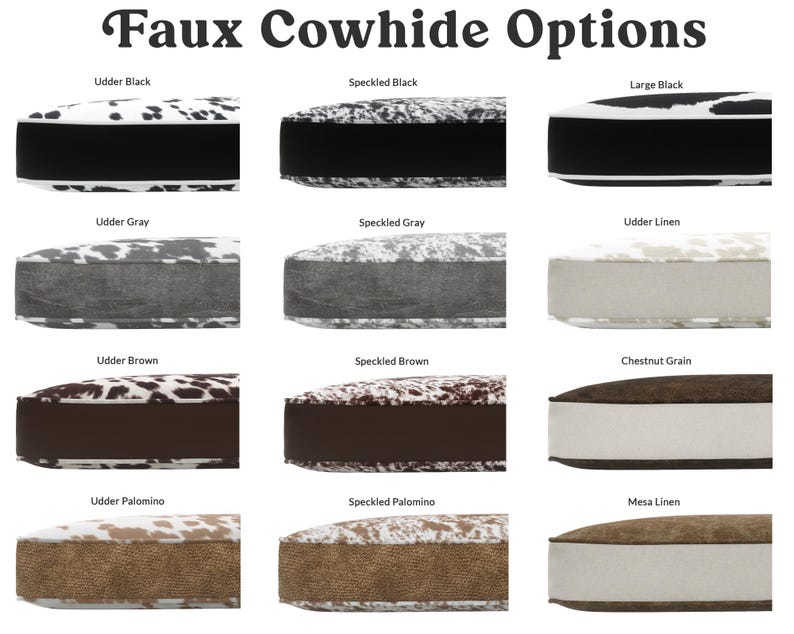 Faux Cowhide Color Options