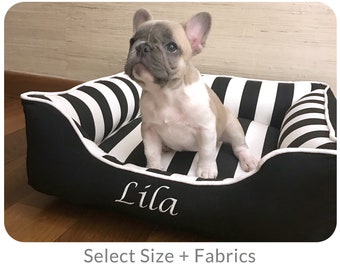 Modern Dog Bed, Washable Dog Beds, Personalized Pet Bed with Removable Cover,  French Bulldog, Frenchie beds, Puppy Beds, Cute Dog Bed Gift