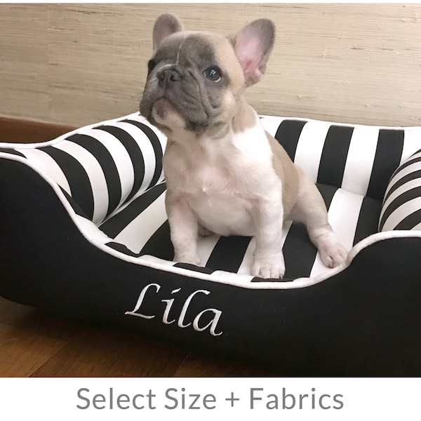 Modern Dog Bed, Washable Dog Beds, Personalized Pet Bed with Removable Cover,  French Bulldog, Frenchie beds, Puppy Beds, Cute Dog Bed Gift