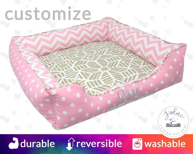 Light Pink Dog Beds Girl Dog Bed With Name Personalized Dog Etsy