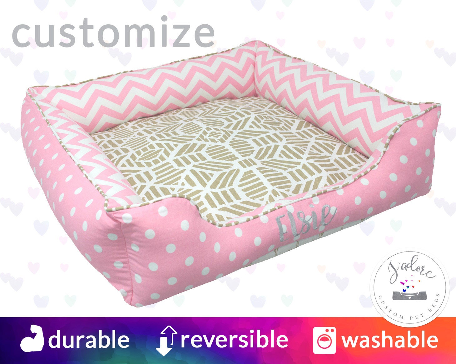 Light Pink Dog Beds Girl Dog Bed with Name Personalized Dog Etsy