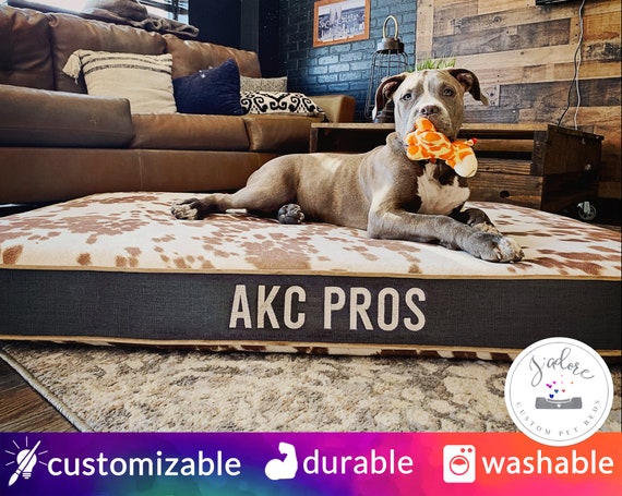 faux cowhide dog bed
