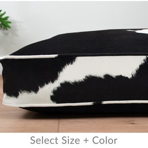 Western Dog Bed with Performance Faux Cowhide, Vegan Cow Print Dog Beds, Modern Farmhouse, Washable with Zipper