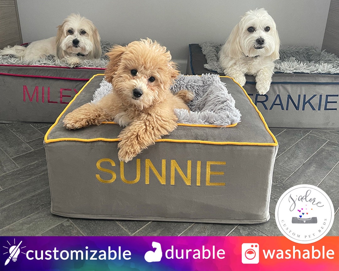 Personalized Maltese Bed Small Custom Dog Beds Maltipoo Etsy
