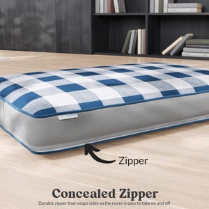 removable washable cover. bed features a long upholstery grade concealed zipper