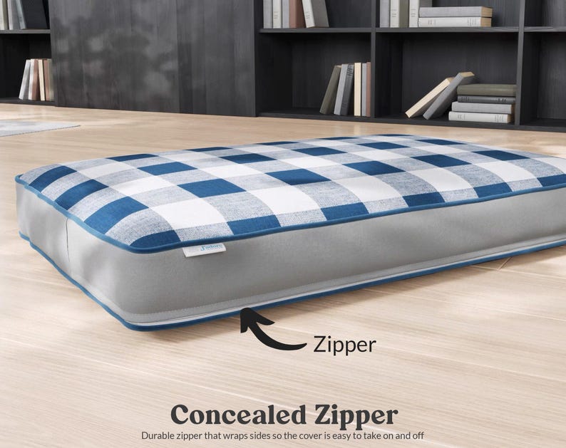 removable washable cover. bed features a long upholstery grade concealed zipper