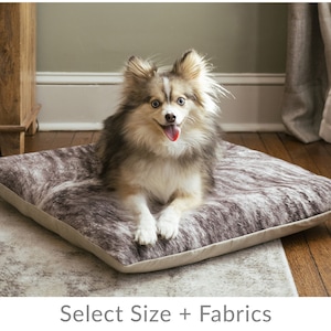 Custom Dog Bed Floor Cushion, Western Faux Cowhide with Removable Washable Cover, Designer Pet Bed with Zipper image 1
