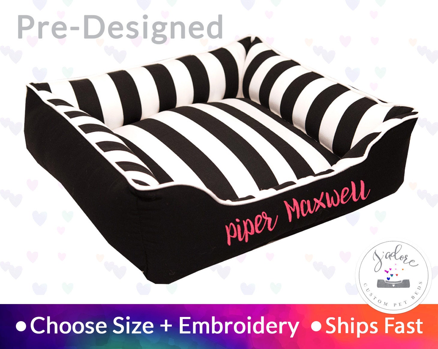 black white dog bed