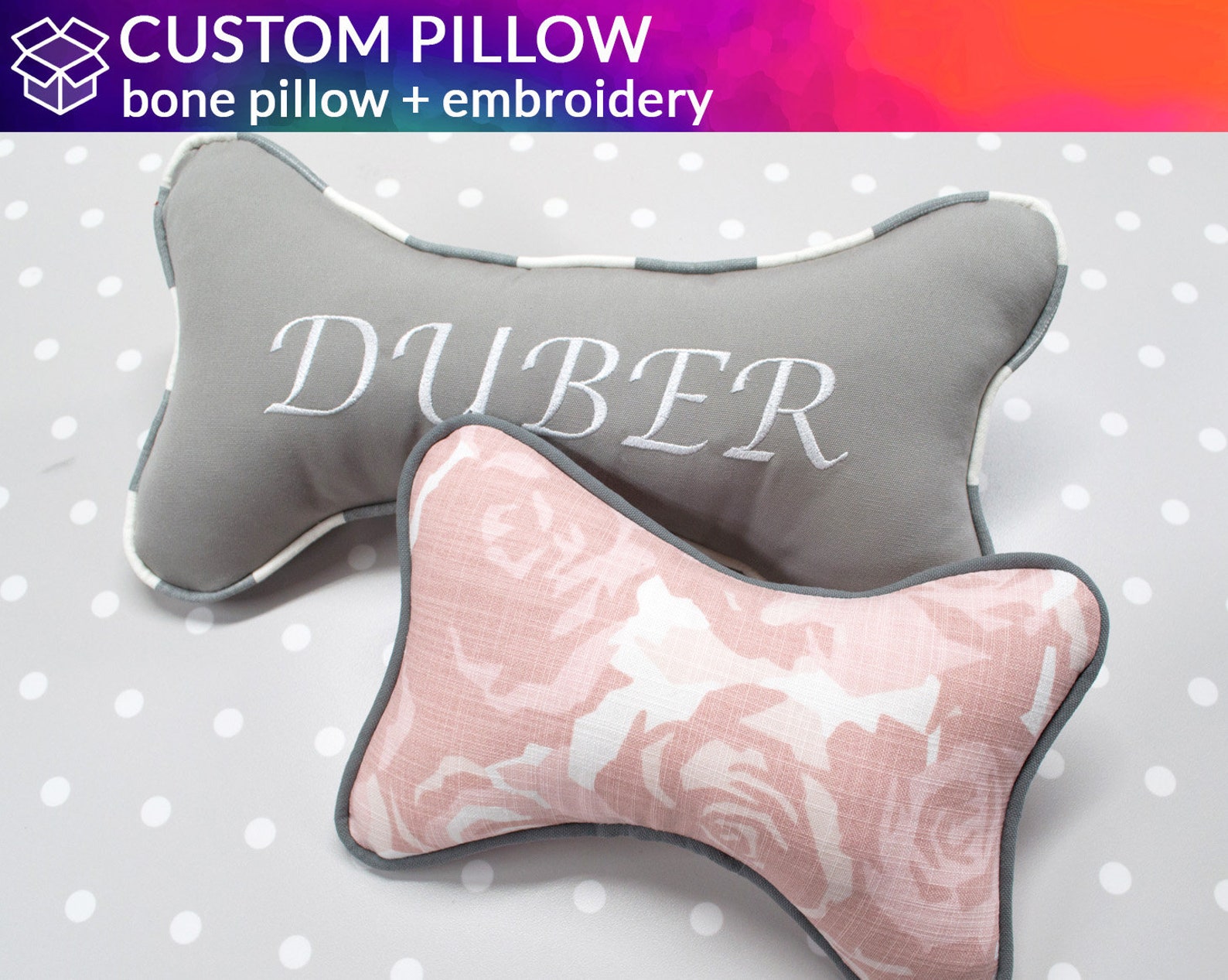 Bone Pillow with Name Choose Fabrics Dog Bone Pillow Etsy