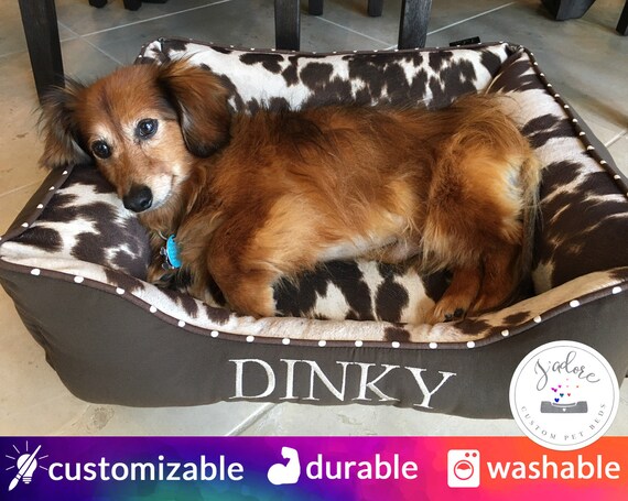 faux cowhide dog bed