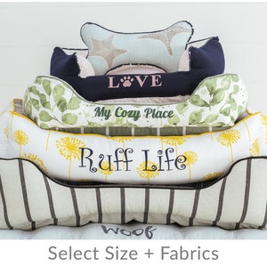 Custom Dog or Cat Bed with Personalized Name, Custom Furniture Pet Bedding, Washable Cover