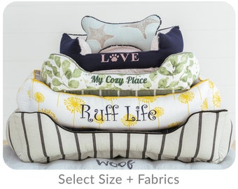 Custom Dog or Cat Bed with Personalized Name, Custom Furniture Pet Bedding, Washable Cover