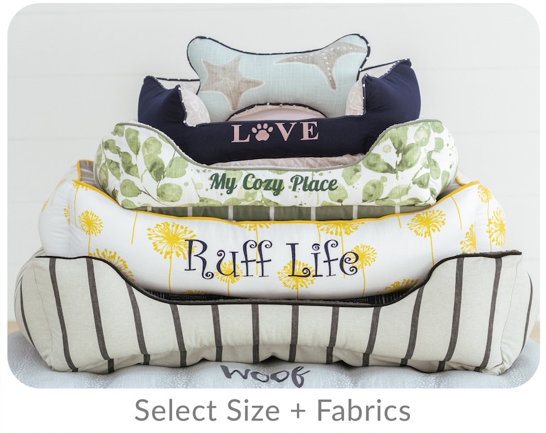 custom dog bed that you design. personalize with embroidery