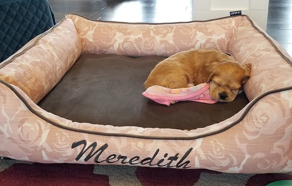 large pink dog bed