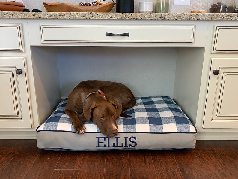 custom size dog bed cushion for kitchen. fiberfill insert