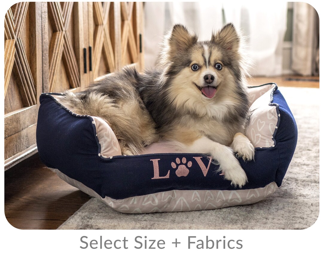 Personalized Small Dog Bed With Bolsters, Small Modern Pet Bedding