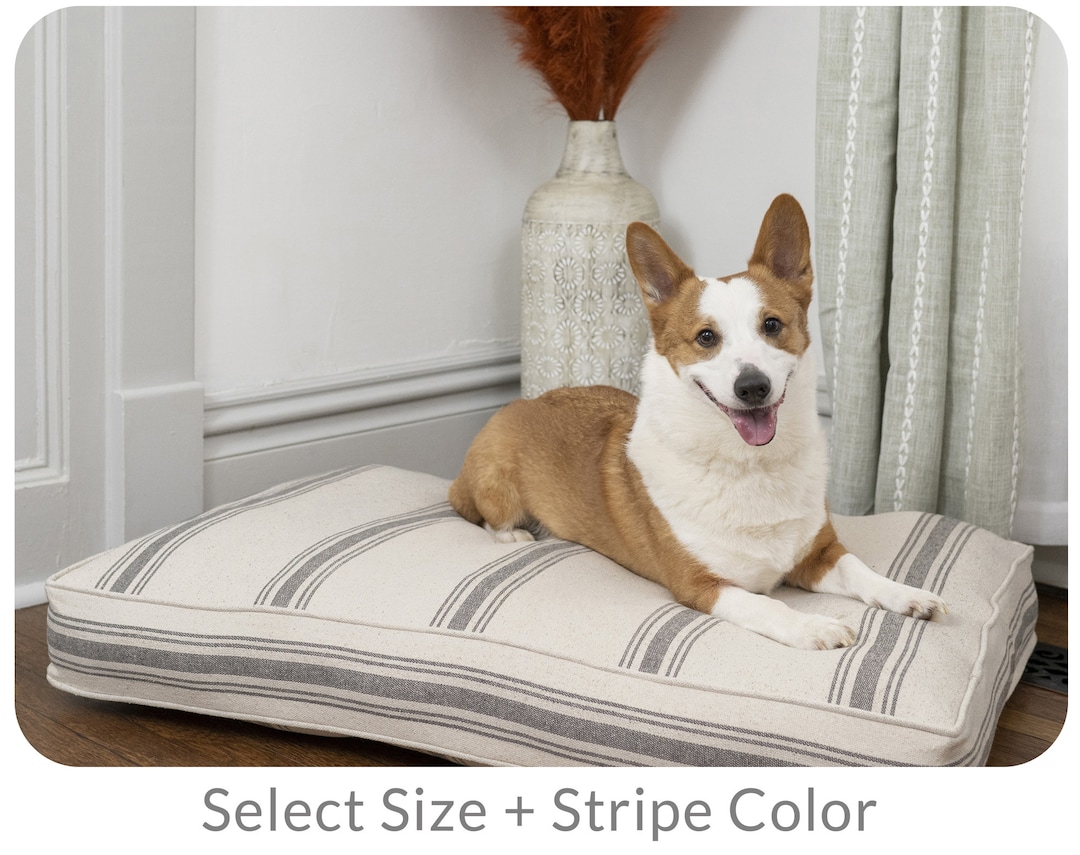 French Country Dog Bed, Reproduction Grain Sack Feed Sack Cushion Pet