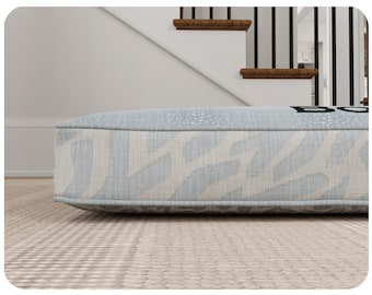 Light Blue Dog Bed Cushion with your choice of fill, Antelope Pattern, Washable Removable Cover with Zipper