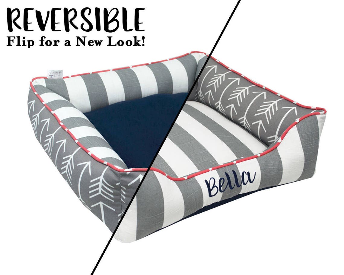 Personalized Dog Bed Nautical Dog Beds Navy Blue Dog Bed Etsy