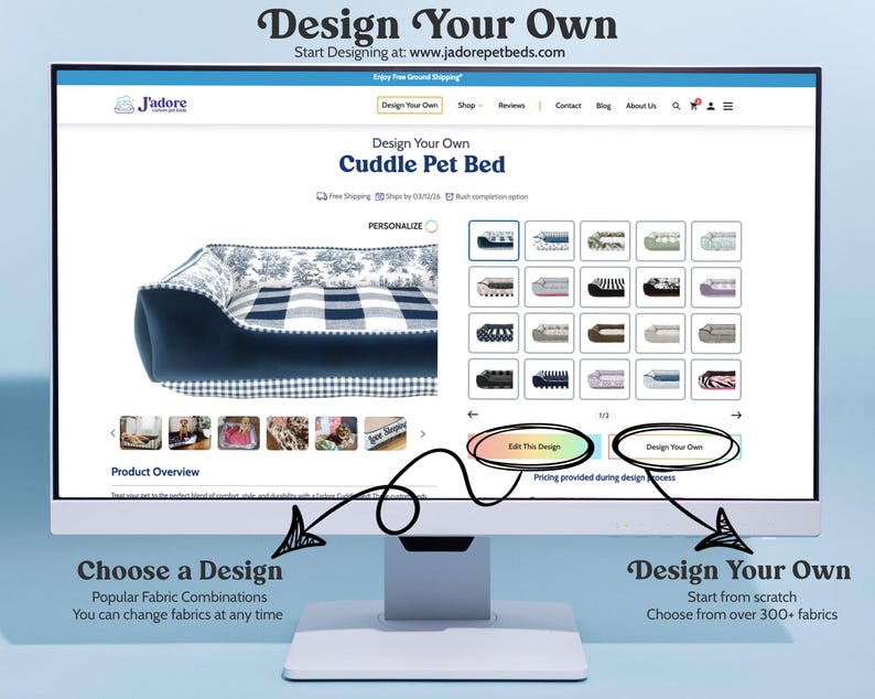 Have another idea in mind?  Visit our website to design a bed with fabrics of your choice.