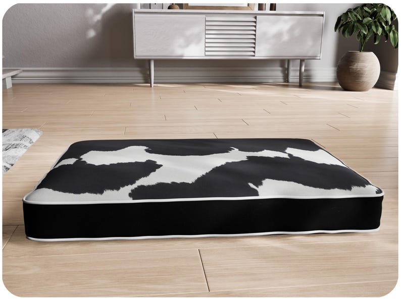 Large Black Faux Cowhide Fabric Combination