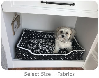 Custom Size Dog Bed with Sides, Cabinet Furniture Dog Bedding, Custom Made to Order, Personalized with name, Washable Removable Cover