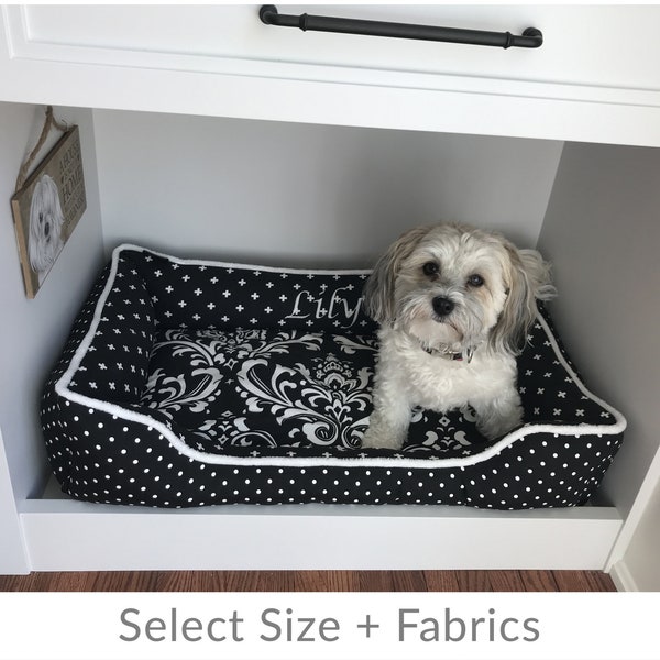 Custom Size Dog Bed with Sides, Cabinet Furniture Dog Bedding, Custom Made to Order, Personalized with name, Washable Removable Cover