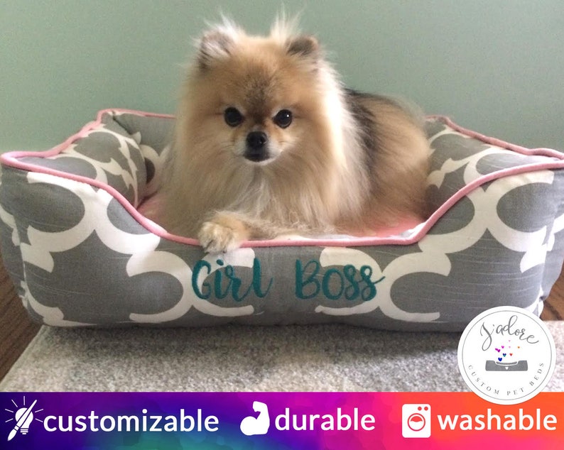 Personalized Dog Bed Pink Dog Beds Small Dog Beds Girly Pet Etsy