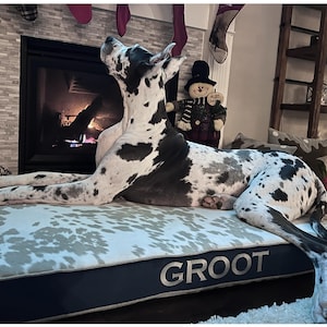 X-Large Dog Bed for Giant Breed Dogs, Faux Cowhide Farmhouse Decor - Washable